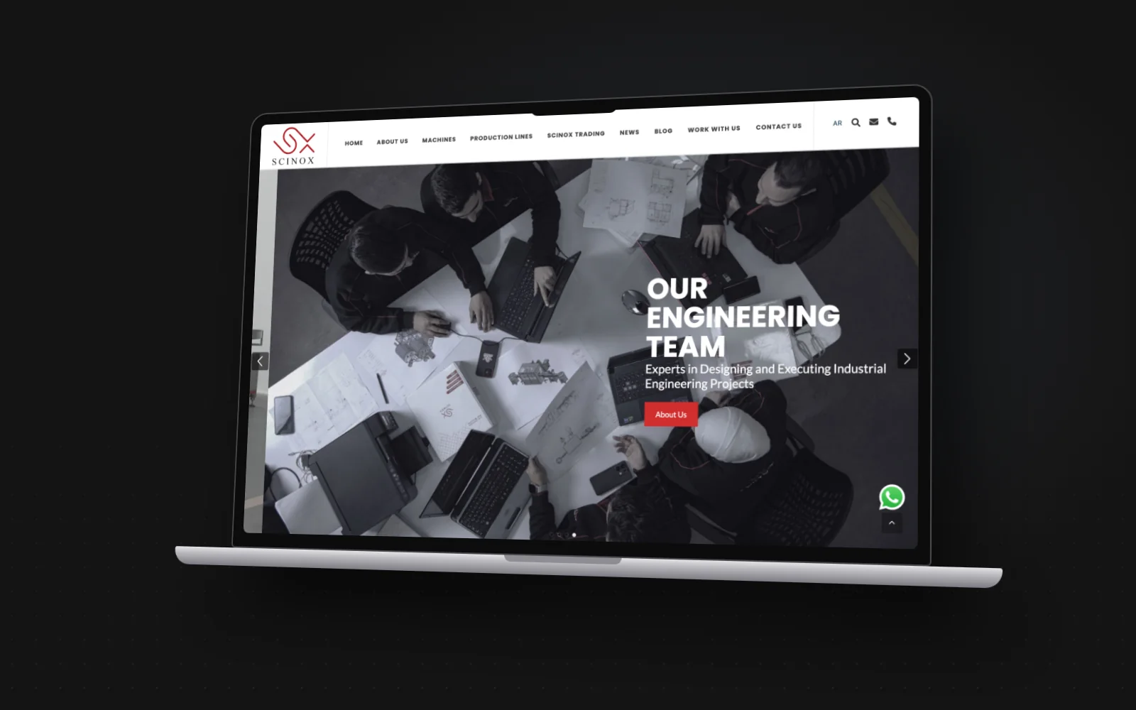 Scinox home page on a laptop
