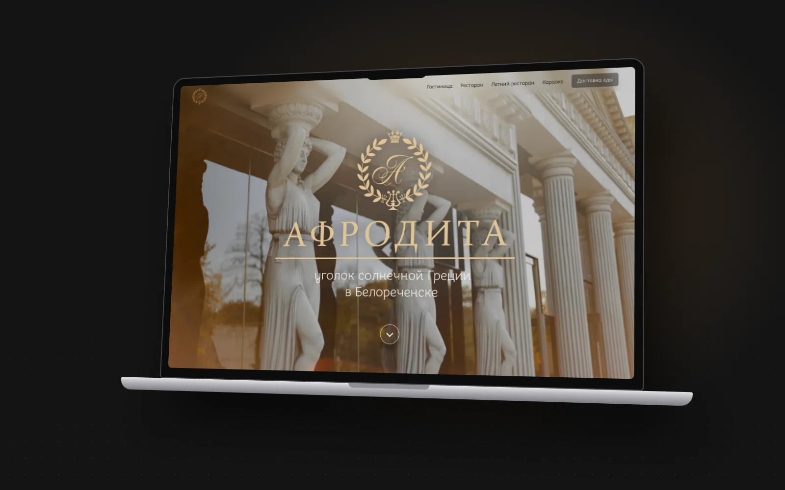Afrodita home page on a laptop