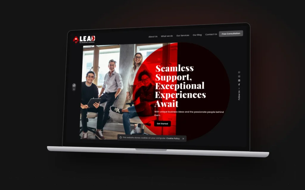 LEAD B2B website shown on a laptop