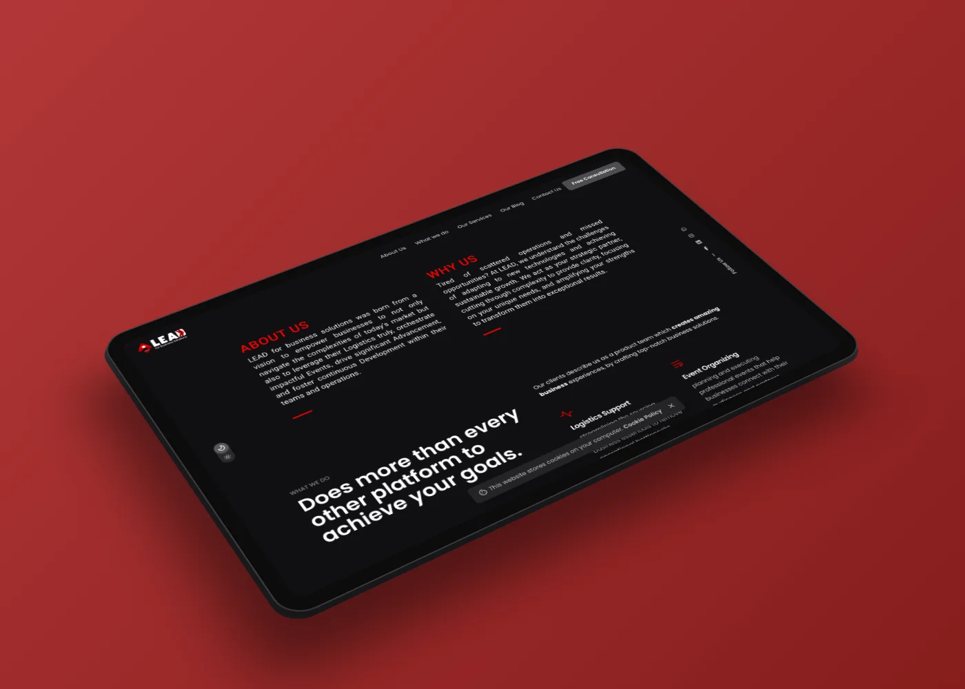 LEAD B2B inner section on a tablet