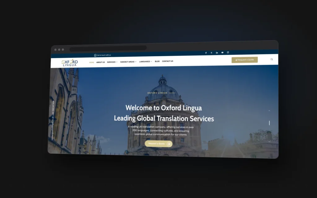 Oxford Lingua website shown on a laptop