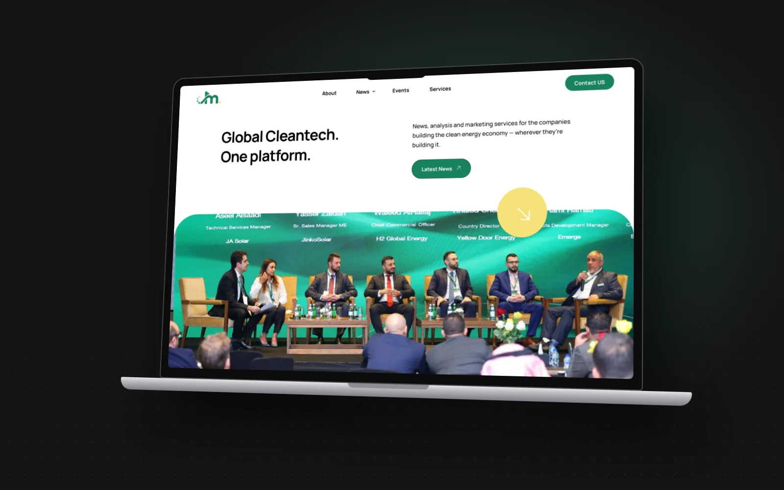 Cleantech Media home page on a laptop