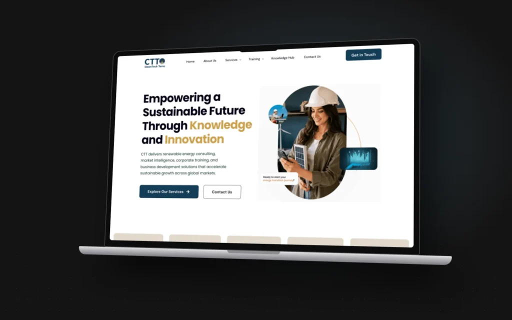 CleanTech Terra website shown on a laptop