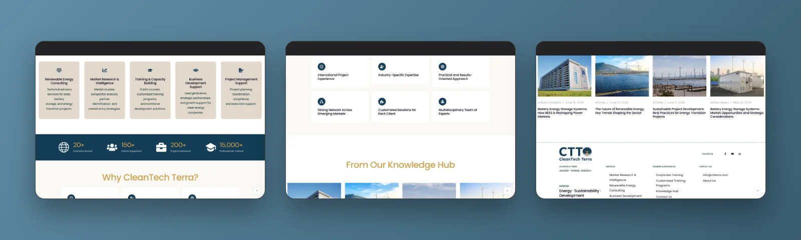 More sections of the CleanTech Terra website