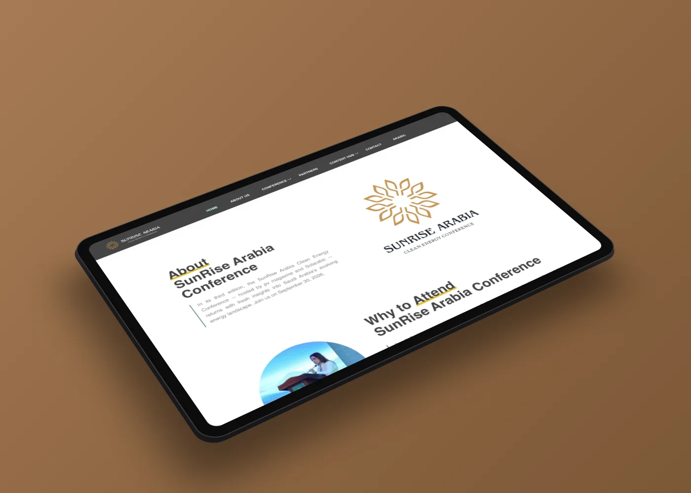 SunRise Arabia inner section on a tablet